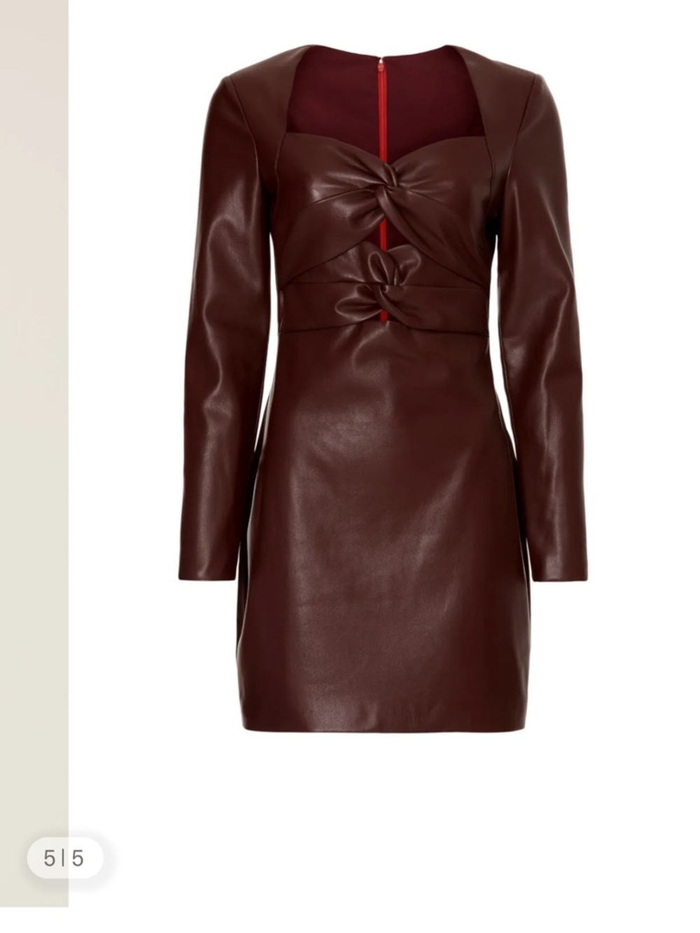 Faux Leather Twist Mini Dress - Deep Burgundy One33 Social